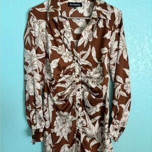 En Saison Brown and White Floral Blouse